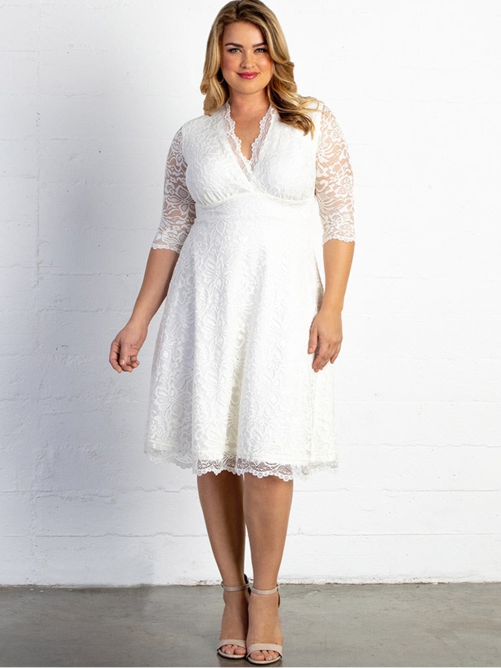 Kiyonna Bridal White Bella Lace Dress, Size 2x